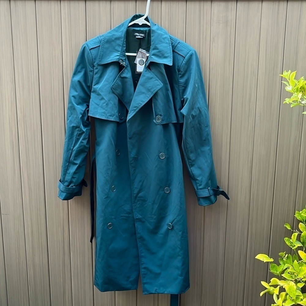 City Chic Women's Utility‎ Trench Coat Double Breasted Preppy Academia Large NWT